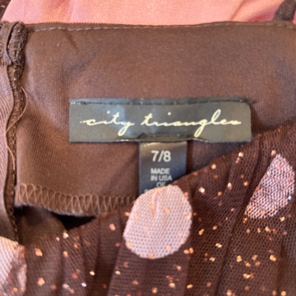 Sparkly Polkadot Party Dress in Brown & Pink - Picture 4 of 4